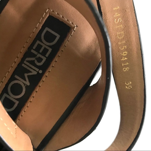 Y2K Derimod Goth Punk Black Genuine Leather Platform Wedge Sandals Mary Jane - Picture 8 of 8